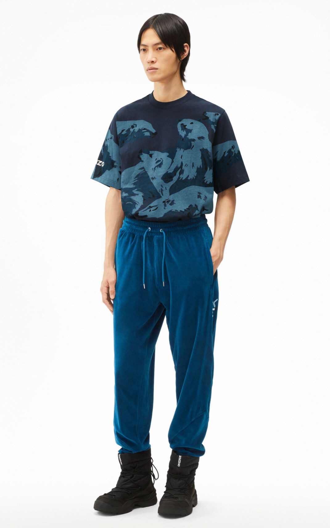 Kenzo The Kışlık Capsule oversized velvet Eşofman Altı Erkek Mavi | 1528-XKCUZ